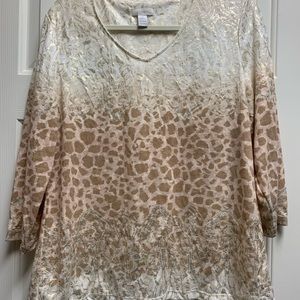 Chico's Tan and Brown Animal Print Blouse